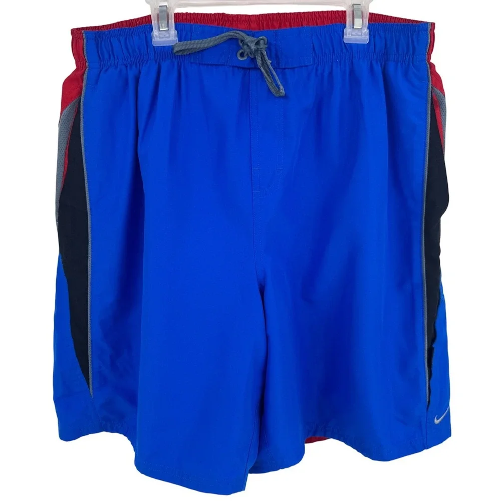 Vintage Nike Mens XL Blue Red Swim Trunks Board Shorts Mesh‎ Lined NESS6350 425